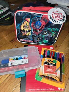 School supply bundle/ transformers lunch box